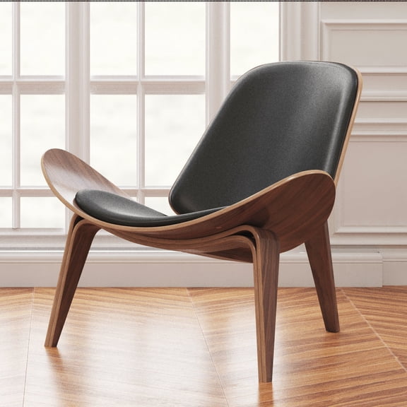 Aron Living Arch Shell Chair in Black Faux Leather