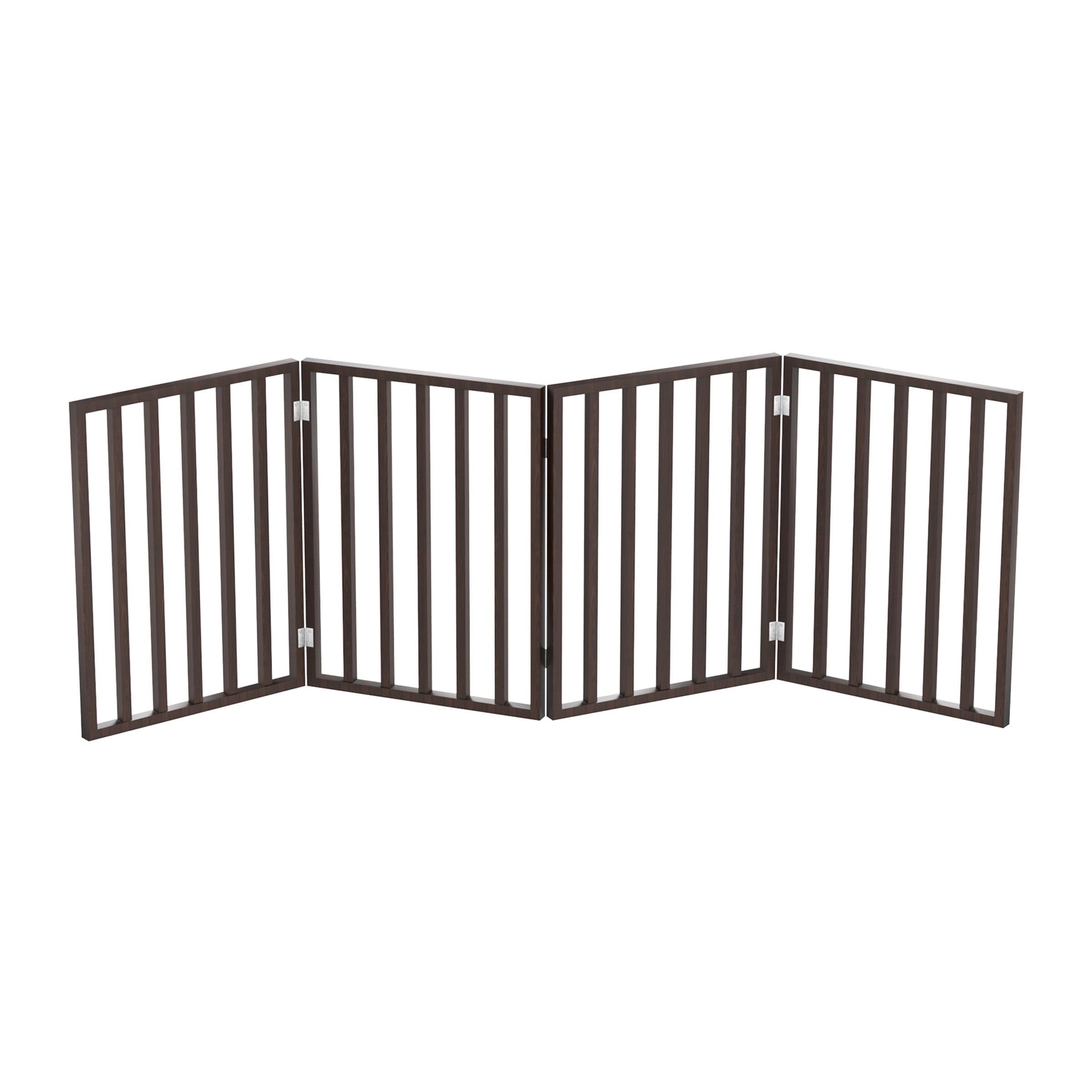 Pet Gate - 4-Panel 72x24 inch Indoor Foldable Wooden Dog & Cat Gate, Freestanding Accordion Safety Fence for Stairs, Hallways & Doorways, No Tools Required, Pet Barrier by PETMAKER (Brown)