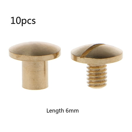 

10 Pairs Pure Copper Chicago Screws Posts Metal Chicago Screws Leather Binding Screw Solid Belt Tack Screw Durable
