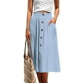 thumbnail image 2 of Women's Casual Pocket A-Line Mid-Length Skirt - High Waisted Loose Fit Skirt with Side Pockets for Work, School, and Everyday Comfort,Light Blue S, 2 of 5