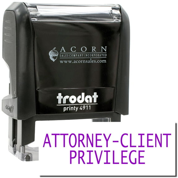 Self-Inking Attorney Client Privilege Stamp, Trodat Printy 4911, Press and Print Stamping, Impression Size 5/8" x 1-1/2", Up to 10,000 Impressions - Purple Ink
