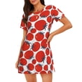 thumbnail image 1 of Fotbe Hand Drawn Tomatoes Bata de Dormir para Mujer con Estampado, Camisón de Algodón de Manga Corta, Ropa de Dormir Casual, 1 of 6