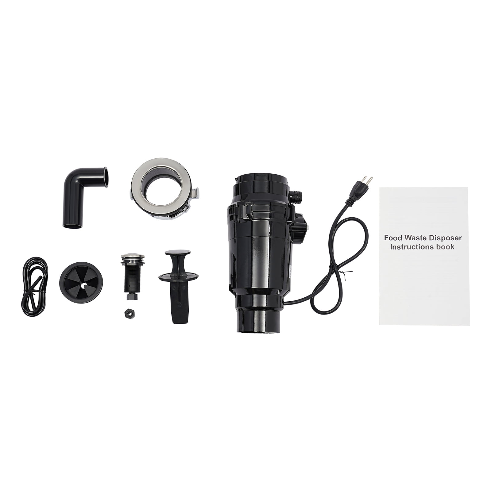 120V Black Feed Garbage Disposer, Food Waste Garbage Disposal, Garbage Disposal for Kitchen Sink For The Disposal of Food Residues