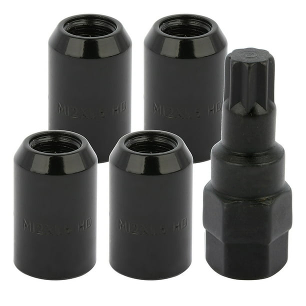 ECCPP Wheel Lug Nuts 4Pieces + 1 key 12x1.5 Black Bulge Acorn Drive Open End 3/4 Lug Nuts for