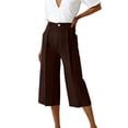thumbnail image 6 of Cekizud Capri Pants for Women High Waist Wide Leg Culottes Pleated Front Cropped Pants with Pockets,Sizes S-2XL, 6 of 7