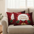 thumbnail image 2 of Merry Christmas Outdoor Waterproof Pillow Covers, Winter Xmas Pine Needle Sparkle Bells Decorative Rectangle Throw Pillowcase Sofa Cushion Sham for Patio/Couch/Chair, 20"x12" 2 Pack, 2 of 8