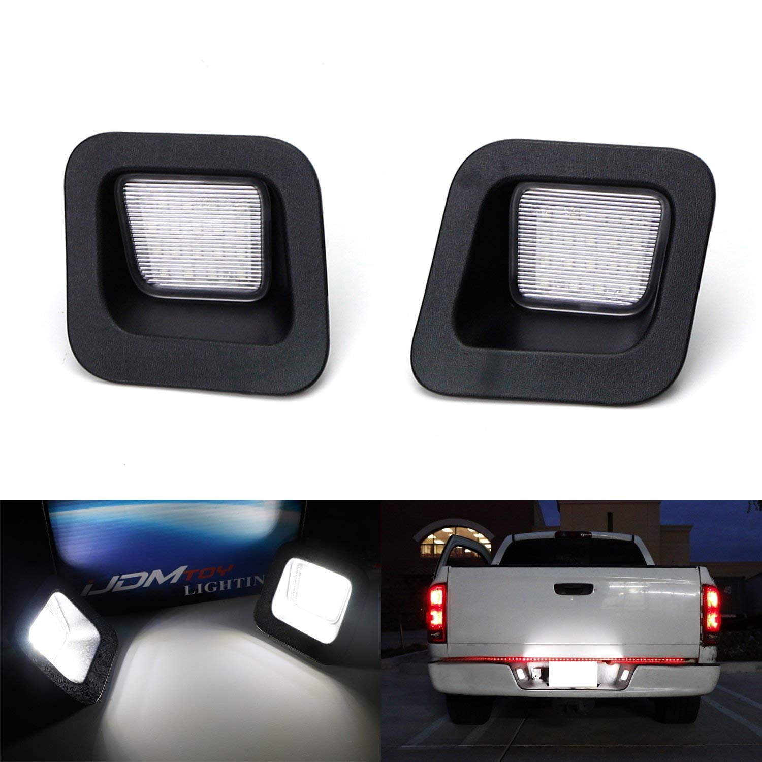 MbuyDIY LED License Plate Light Lamp Assembly Smoke Lens Compatible with 2003-2018 Dodge Ram 1500 2500 3500 Pickup Truck 6000K White Pack of 2