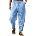 thumbnail image 1 of Dagugfen Summer Pants for Men High Waist Drawstring Side Button Lightweight Work Lounge Pants Pockets, 1 of 6