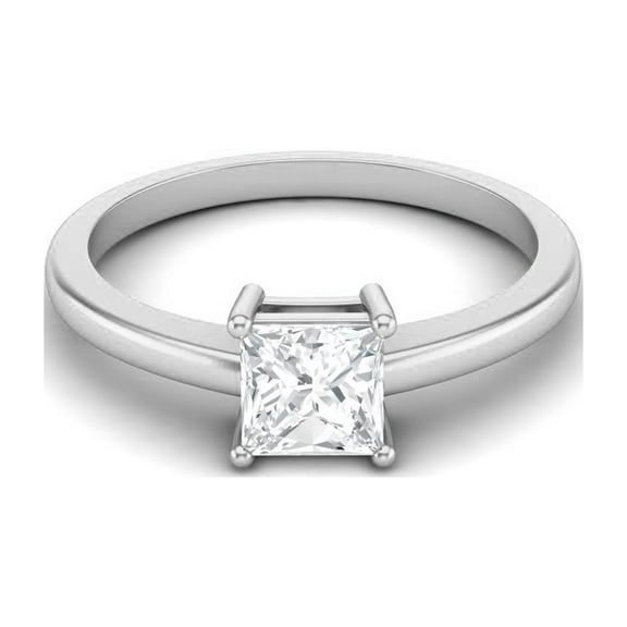0.75 Ctw Square Shape Moissanite Diamond 925 Sterling Silver Solitaire Women Wedding Ring