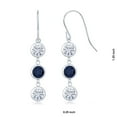 thumbnail image 2 of Gem Stone King 925 Sterling Silver White Moissanite and Blue Sapphire 3 Stone French Wire Dangle Earrings for Women (3.20 Cttw, Gemstone Birthstone, Round 5MM), 2 of 2