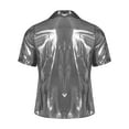 thumbnail image 4 of Miaeowve Mens Shiny Sheer Top PVC Leather Wet Look Glossy T-Shirt for Halloween Beach Pool Rave Party Silver L, 4 of 5