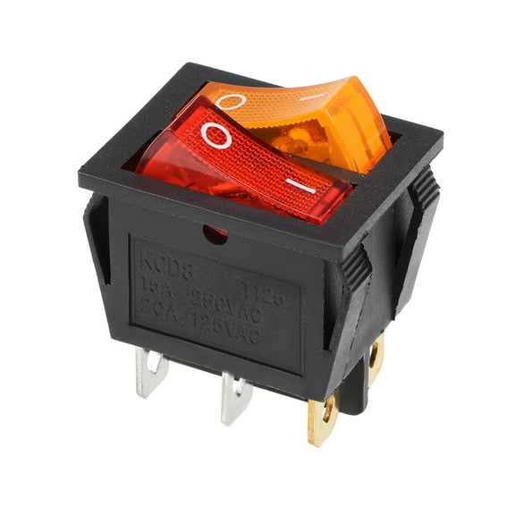 Uxcell Double Position Boat Rocker Switch 220V Neon Red Orange Toggle Switch for Boat Car  ON/OFF AC 250V/15A 125V/20A