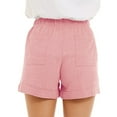 thumbnail image 6 of Womens Summer Linen Shorts High Waisted Comfy Drawstring Shorts Loose Casual Straight Leg Fashion Sports Short Pants with Pockets, 6 of 7