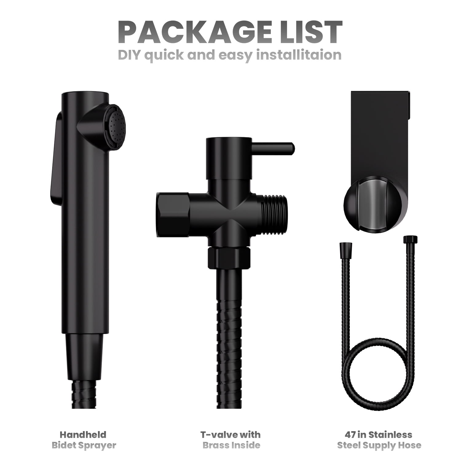 High Pressure Handheld Bidet Sprayer for Toilet, Stainless Steel Sprayer Kit with Holder