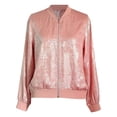 thumbnail image 4 of Women's Metal Jacket Lightweight Zipper Long Sleeve Fashion Jacket, 4 of 9