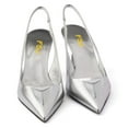 thumbnail image 4 of FSJ Women Classic Slingback Metallic Triangle Sleek Pumps Pointed Closed Toe Stiletto High Heels Sandals Sexy Office Dress Shoes Size 6 Silver, 4 of 4