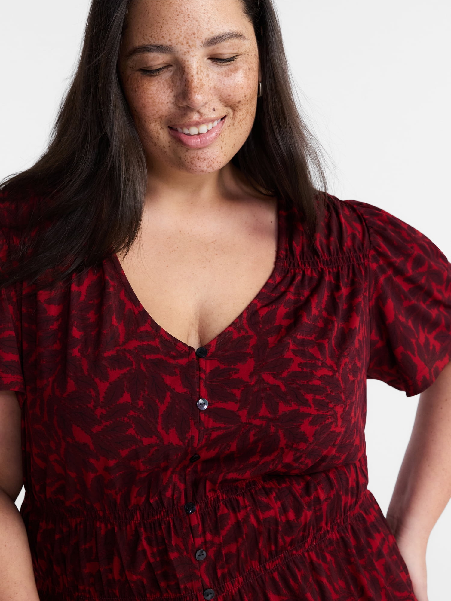 Terra & Sky Women’s Plus Femme Smocked Top, Sizes 0X-5X
