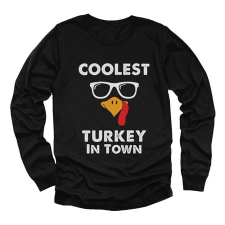 

Coolest Turkey Shirt Little Turkey Thanksgiving Toddler Kids Long sleeve T-Shirt 3T Black