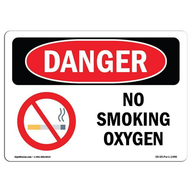 SignMission OS-DS-A-1218-L-1486 12 x 18 Po Signe de Danger OSHA - Non-Fumeurs d'Oxygène