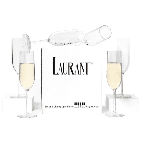 Laurant Champagne Flutes, 6.25 oz, Plastic, Set of 6
