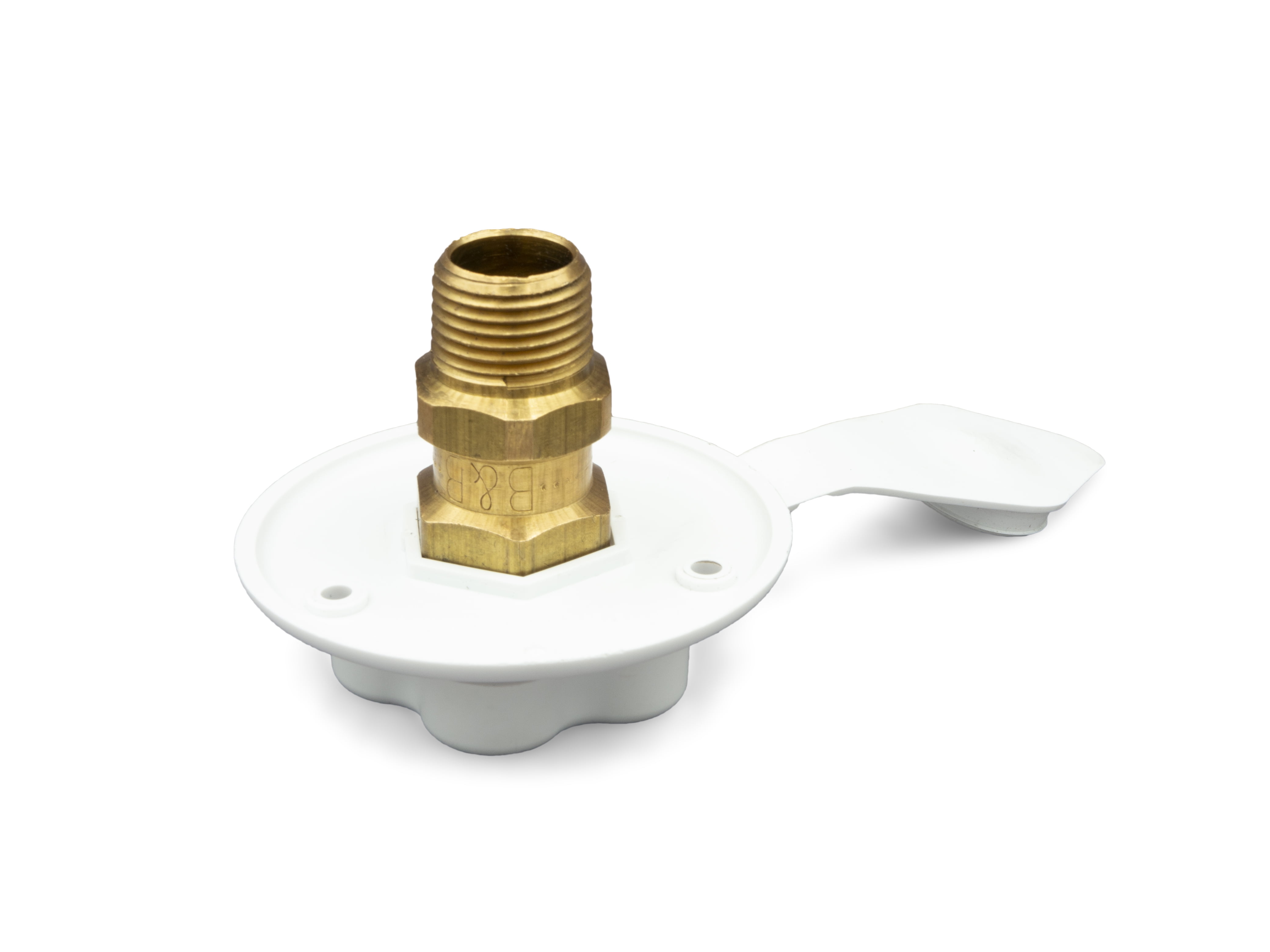 RV Camper City Water Inlet Flange With Brass Check Valve Polar White PN