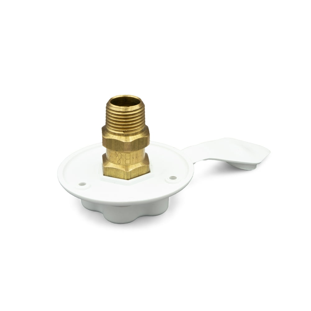 RV Camper City Water Inlet Flange With Brass Check Valve Polar White PN
