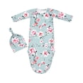 thumbnail image 5 of WIBACKER Baby Girls Boys Nightgowns Milk Silk Sleeper Bag Newborn Coming Home Outfits Floral Knotted Gown with Hat, 5 of 5