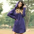 thumbnail image 2 of Women Long Length Loose Casual Solid Drawstring Hoodie Pullover with Big Pocket, 2 of 2
