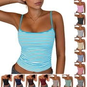 DYTTDG Women's Striped Knit Tank Top | Soft Crew Neck Sleeveless Summer Top, Casual Breathable Striped Shirt for Daily Wear & Layering