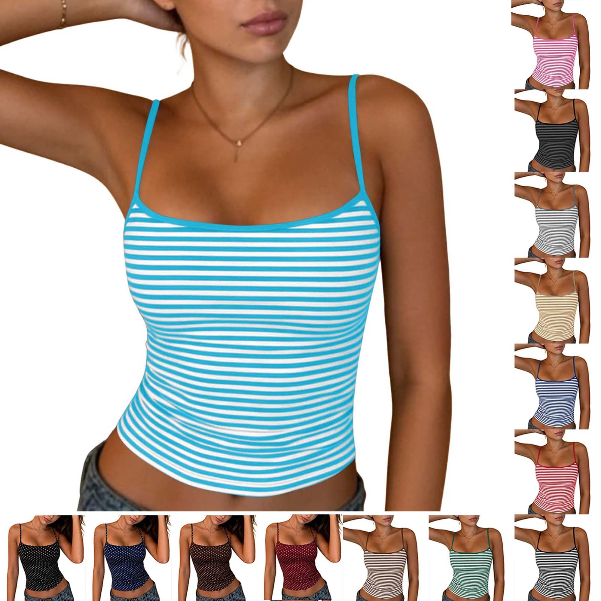 DYTTDG Women's Striped Knit Tank Top | Soft Crew Neck Sleeveless Summer Top, Casual Breathable Striped Shirt for Daily Wear & Layering