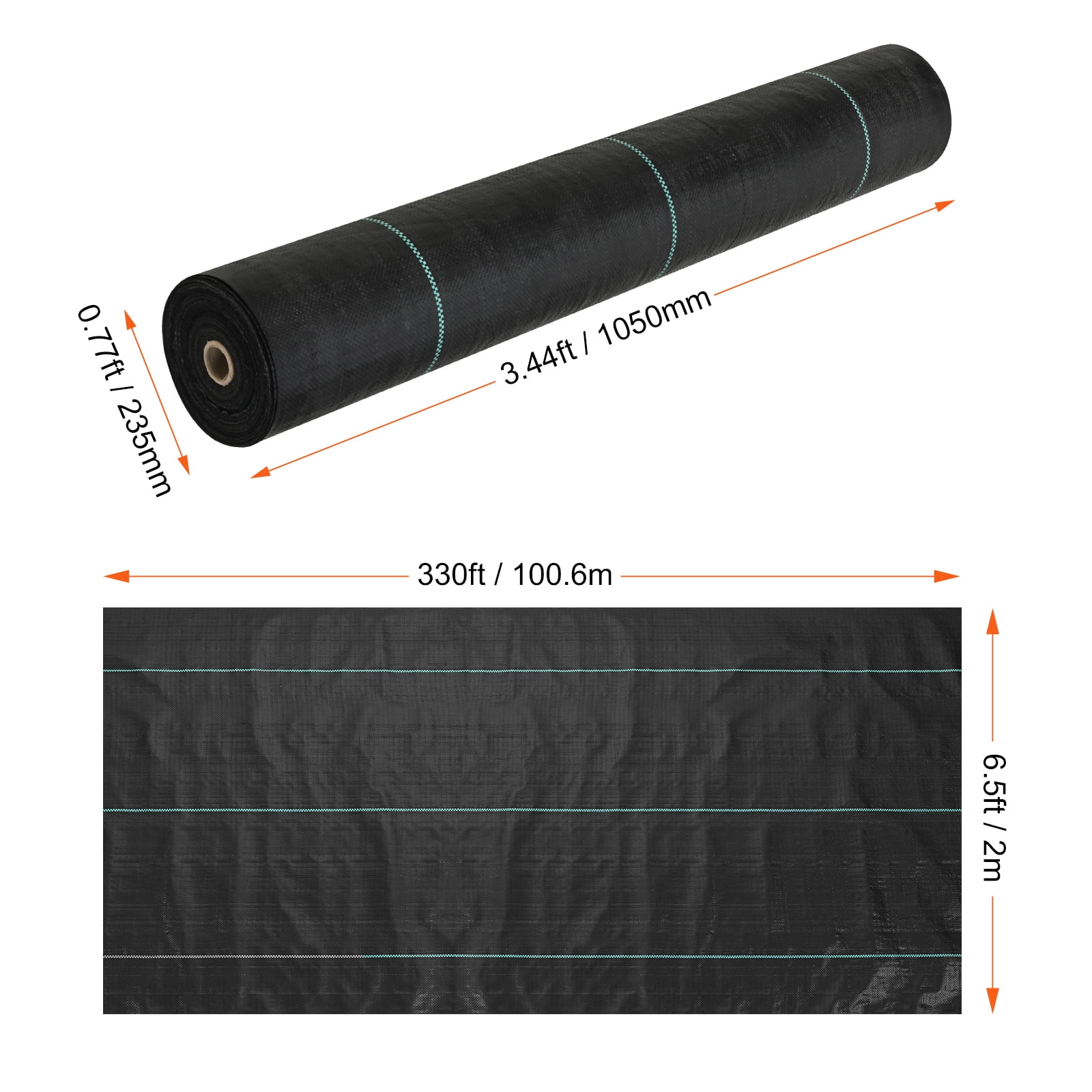 KFFKFF Weed Barrier Landscape Fabric 6.5*330FT Heavy Duty Woven Weed Control Mat