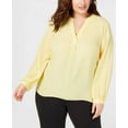 thumbnail image 3 of I.N.C Womens Business Pullover Blouse, Yellow, Plus Size, 1X, 3 of 10