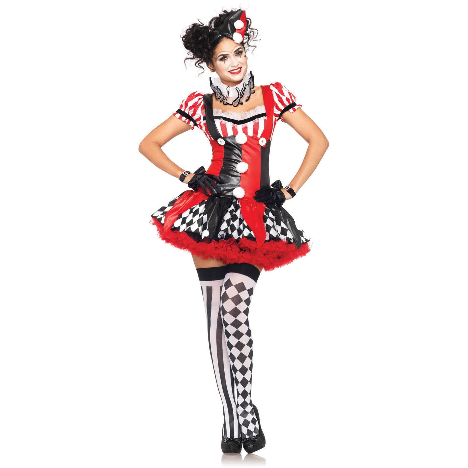 black and red clown costume