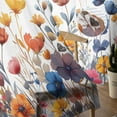 thumbnail image 5 of Sheer Curtains 63 inches Long, Blue and Yellow Poppy Watercolor Floral Plants Light Filtering Sheer Window Curtains Rod Pocket Voile Drapes for Bedroom Living Room, 52"W x 63"L 2 Panels, 5 of 7