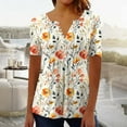 thumbnail image 2 of Dazajoo Womens Summer Tops 2025 Casual Short Sleeve V Neck Tshirts Trendy Floral Print Blouses Boho Plus Size Cotton Tee Shirt,Multicolor,XXL, 2 of 5