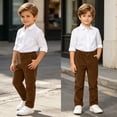 thumbnail image 4 of CYRBOKO Corduroy Pants for Boys, Elastic Waist Relaxed Fit Comfy Casual School Uniform Pants Coffee Size 13-14 T, 4 of 7