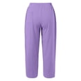 thumbnail image 4 of Rhuody Summer Pants For Womens Straight Leg Empire Waist Trousers Flowy Solid Color Lightweight Sport Length Pants With Pockets Durable Everyday Outfit Purple 2Xl, 4 of 5