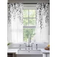 thumbnail image 3 of Sheer Curtains 63 Inches Long, Grey Eucalyptus Light Filtering Window Curtains for Living Room/Bedroom, Weeping Botanical Leaf Watercolor Rod Pocket Voile Sheer Curtain Drapes, 52"W x 63"L, 2 Panels, 3 of 8