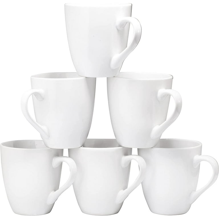 Bruntmor 16 Oz Set of 6 White Coffee Mugs, Large Size Ceramic Espresso Cups,  Large (Pack of 6) - Foods Co.