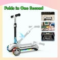 thumbnail image 6 of Rolldustry Upgrade Kid Electric Scooter with Music System, Foldable 3-Wheels Escooter for Kids 3-6 Years, LED-lit Wheels and Pedals, Cute stickers, White, 6 of 10