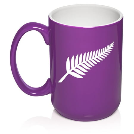 

New Zealand Silver Fern Ceramic Coffee Mug Tea Cup Gift (15oz Purple)