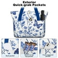 thumbnail image 2 of Tote Bag for Women - Blue Roses and Butterflies Pattern Shoulder Bag - Large Utility Work Duffle Bag with Zipper Handbag for Travel, Work, Sprots, 2 of 5
