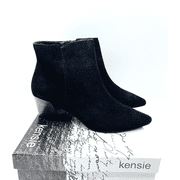Kensie Women's Lyden Pinted Toe Suede Ankle Boots- BLACK, SIZE US 10M *New