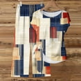 thumbnail image 5 of Naotn Women Two Piece Graphic Print Sets Summer Side Short Sleeve Knot Top Wide Leg Pants Matching Casual Set, 5 of 5