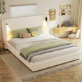 thumbnail image 2 of [Luckynote]King Size Upholstered Bed Frame with High Wingback Headboard,Reading Lamp and USB port,Beige, 2 of 10