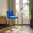 thumbnail image 2 of BELLEZE Counter Height 24" Bar Stools Upholstered Velvet Mid Back Barstool with Gold Metal Leg [Set of 1]- Hutton (Blue), 2 of 7