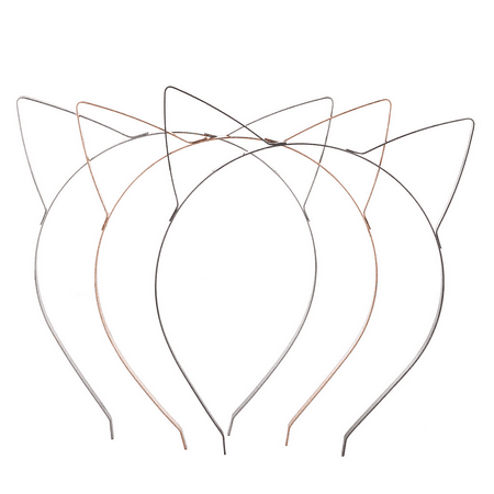 Tri Color Head - Lux Accessories Tri Color Wire Cat Ears Headband Multi Pack Set (3PCS)