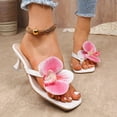 thumbnail image 5 of KEGIRLOM Women's Fashionable Casual Spring And Summer Versatile Plus Size Floral Sandals Toe Open Toe Thong High Heel Slippers White 8.5, 5 of 9