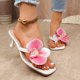 thumbnail image 5 of Plus Tamaño Floral Invitado de Boda Vestido Correas de Tacón para Tacones Altos, Zapatillas de Verano de la Tanga Del Dedo Abierto de las Mujeres, 5 of 9