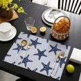 thumbnail image 4 of Coral and Starfish Table Mats, Beach Summer Nautical Theme, Heat Resistant and Wrinkle Free Flax Placemats, Ocean Pattern Dining Decor, Set of 4, 4 of 6